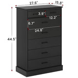Hasuit Black Dresser for Bedroom, Tall 7 Drawer Dresser with Sturdy Base, Wood Storage Tower Clothes Organizer, Large Storage Cabinet, Chest of 7 Drawers for Closet, Living Room, Hallway Hasuit