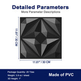 MIX3D 20 Pack Textured 3D Wall Panels for Interior Wall Decor, PVC Decorative Wall Panels for Living Room Bedroom Hotel Office, Black 12''x12'' Cover 19.4 Sq. Ft MIX3D