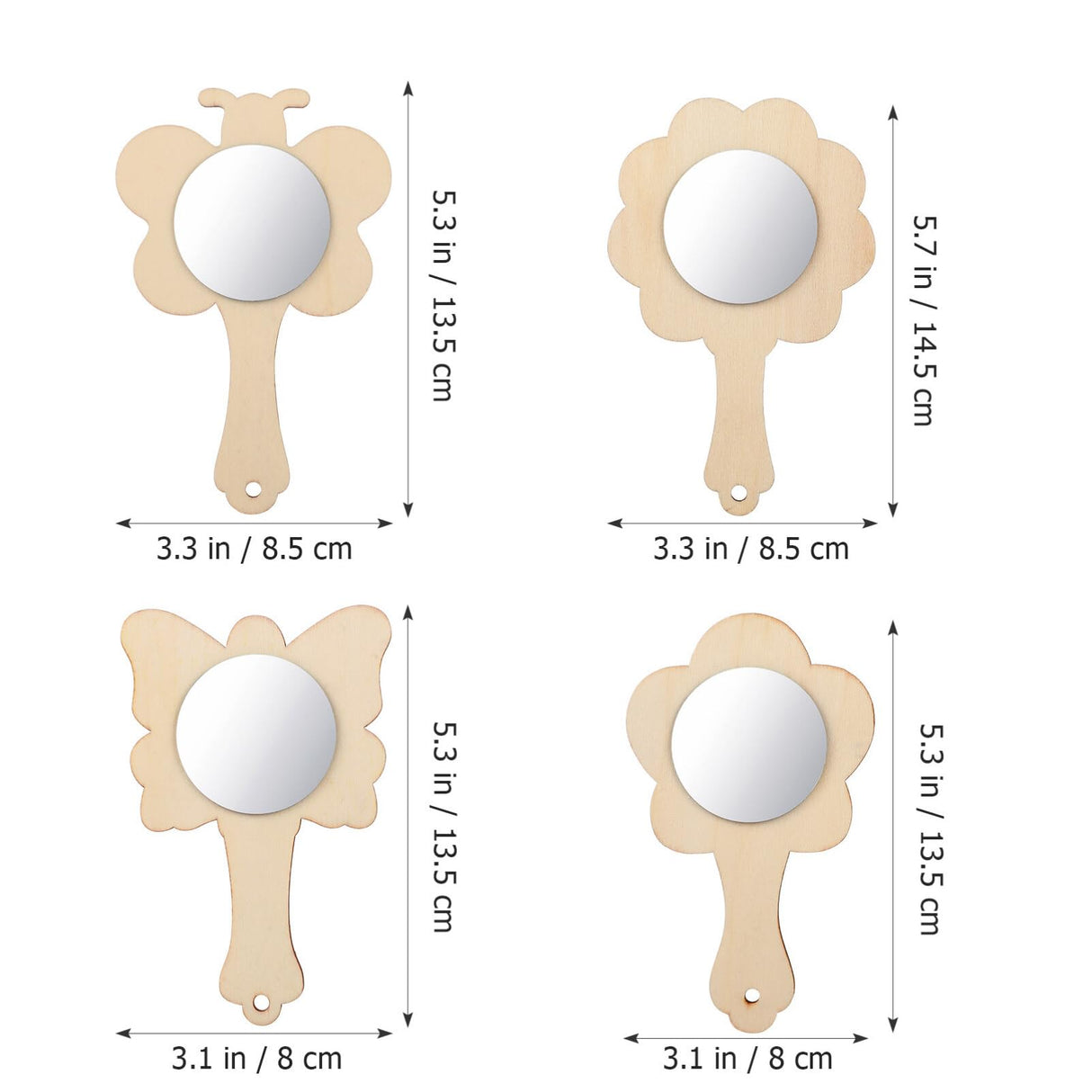 TEHAUX DIY Unfinished Wooden Mirror for Crafts to Paint Set Kids Handheld Mirror Mini Princess Hand Mirror Make Your Own Mirror Craft Handmade Painting Crafting Supplies TEHAUX