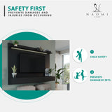 Naomi Home Bliss Modern Freestanding Wall Mounted Entertainment Center Floating TV Wall Panel for 70 inch TVs, Home Theater with LED Strip, Pull-Out Drawers and Overhead Shelf – Black, Solid Pine Wood Naomi Home