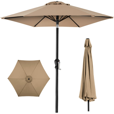 Best Choice Products 10ft Outdoor Steel Polyester Market Patio Umbrella w/Crank, Easy Push Button, Tilt, Table Compatible - Tan Best Choice Products