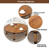BUSVORES Japanese Foldable Coffee Table, Portable Low Tea Table Wooden Folding Dining Study Breakfast Serving Table Collapsable Small Desk Tatami Sitting On The Floor Table (23.6 * 11.8in, Round) BUSVORES