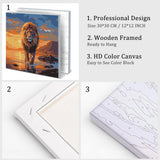Natuyalo Paint by Numbers Kit for Adults Framed - Lion Paint by Number on Canvas with Frame, Animal DIY Acrylic Painting by Number Ideal Gift Home Wall Decor (12x12 Inch) Natuyalo