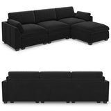 Belffin Extra Large Modular Sectional Sofa,106.3" 4-Seater L Shaped Couch,Velvet Convertible Sectional Couches for Living Room,Comfy Upholstered Modern Cloud Couch,Black Sofa Belffin