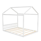 Bellemave White Montessori House Bed Frame for Kids and Teens - Queen Size with Headboard Bellemave