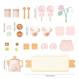 Smartwo Wooden Tea Set for Little Girls, 26 PCS Play Kitchen Accessories for Toddlers Princess Tea Party with Play Food, Pretend Play Tea Set Toy for Kids 1 2 3, Improve Imagination and Social Skills Smartwo