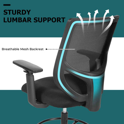 SMUG Drafting Chair, Tall Office Chair Tall Desk Chair with Adjustable Armrests, Counter Height Office Chairs for Standing Desk, Mid Back Mesh Office Drafting Chairs with Adjustable Foot Ring