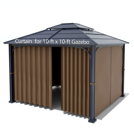 Gazebo Universal Replacement Privacy Curtain - Wonwon Privacy Panel Canopy Side Wall with Zipper for 10' x 10' Outdoor Gazebo (Brown) Wonwon