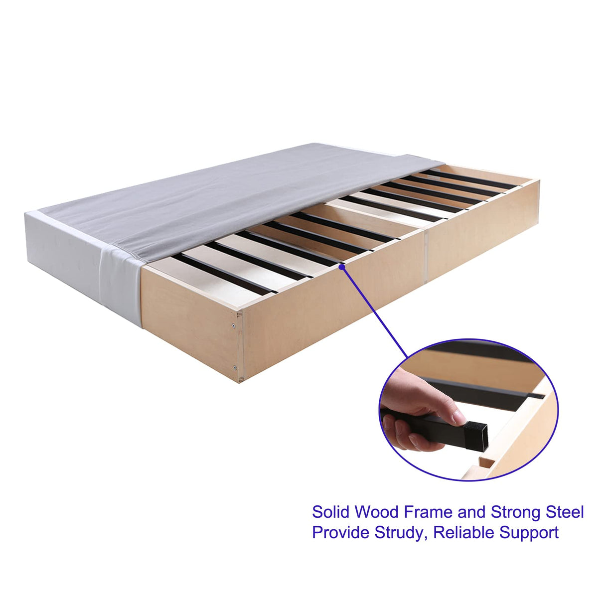 Panana Box Spring Low Profile Metal Heavy Duty Easy Assembly Sturdy Box Spring Mattress Foundation, Strong & Sturdy Support No Noise Easy to Clean (5 Inch, Full) Panana