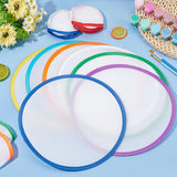 BENECREAT 32Pcs 8 Colors Rainbow Edge White Foldable Fan, 9.8inch Nylon Sublimation Fans Foldable Flying Disc Fans Colorful Edge Fan Set with Bag for Wedding Summer Outdoor Activity BENECREAT