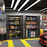 Greenvelly Metal Storage Cabinet, 72" Black Locking Metal Garage Storage Cabinet with Doors and 4 Adjustable Shelves, Lockable Steel Cabinet for Home Office, Garage, Shop, School (36" W x 18" D) Greenvelly