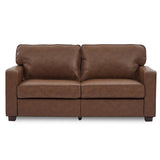 HXZDZ Mid-Century Modern PU Faux Leather Couch, Loveseat Sofa with Solid Wood Legs for Living Room, Bedroom, Office (66W), Brown HXZDZ