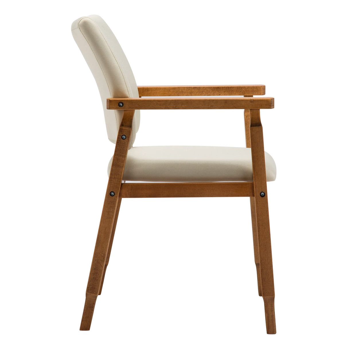 thksbought Mid Century Modern Walnut Dining Chairs Wood Arm Beige Fabric Kitchen Cafe Living Room Decor Furniture thksbought