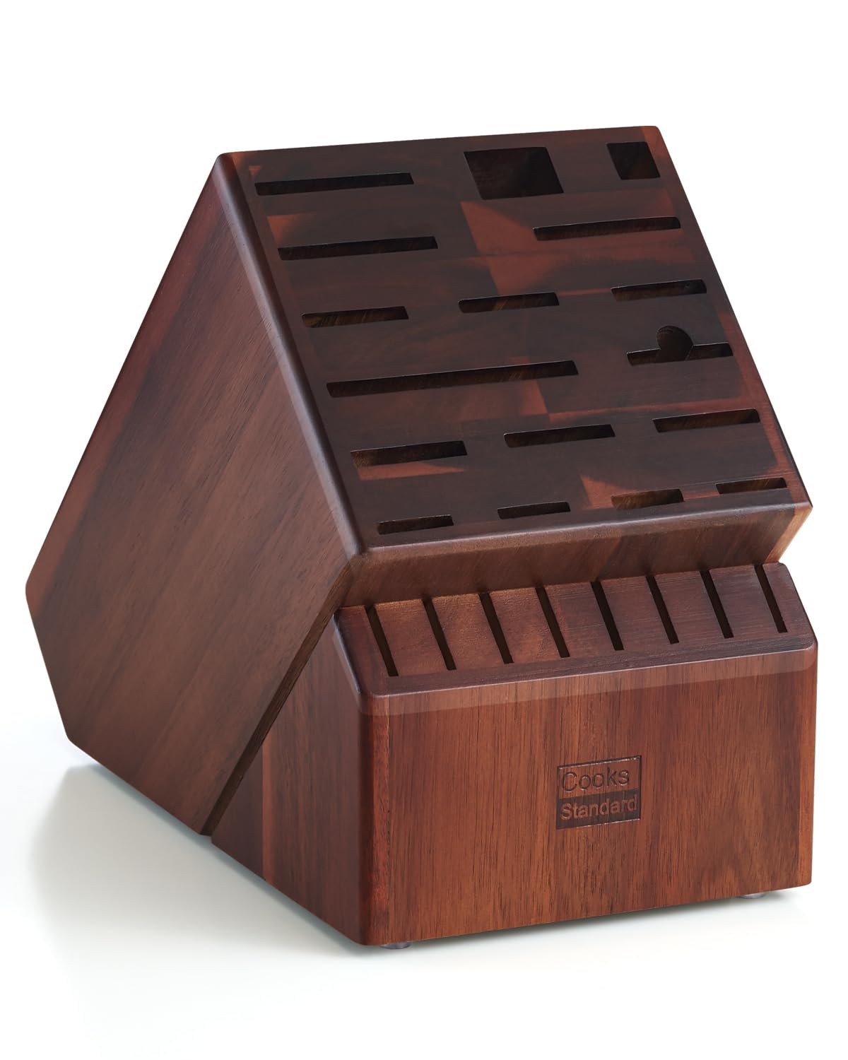 Cooks Standard Acacia wood Knife Block Holder without Knives, 25 Slot X-Large Universal Countertop Butcher Block Kitchen Knife Stand for Easy Kitchen Storage - Thumbnail 3