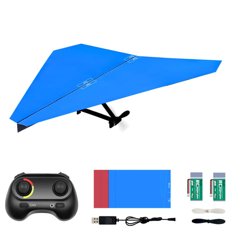 BriCool RC Paper Plane, Remote Control DIY Airplane Kit with Colored Paper, Super Easy Fly Toy for Kids STEM KIT (Birdy-X 2.0) BriCool