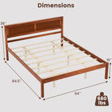 Giantex Queen Wood Platform Bed Frame with Headboard, Mid Century Queen Bed Frame with Wood Slat Support, Solid Wood Foundation with 16" Under Bed Storage, No Box Spring Needed, Easy Assembly Giantex