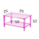 solaround Acrylic Coffee Table with Storage Shelf,Rectangle Living Room 2-Tier Center Table for Small Spaces (Rectangle, Pink, Nomal) solaround