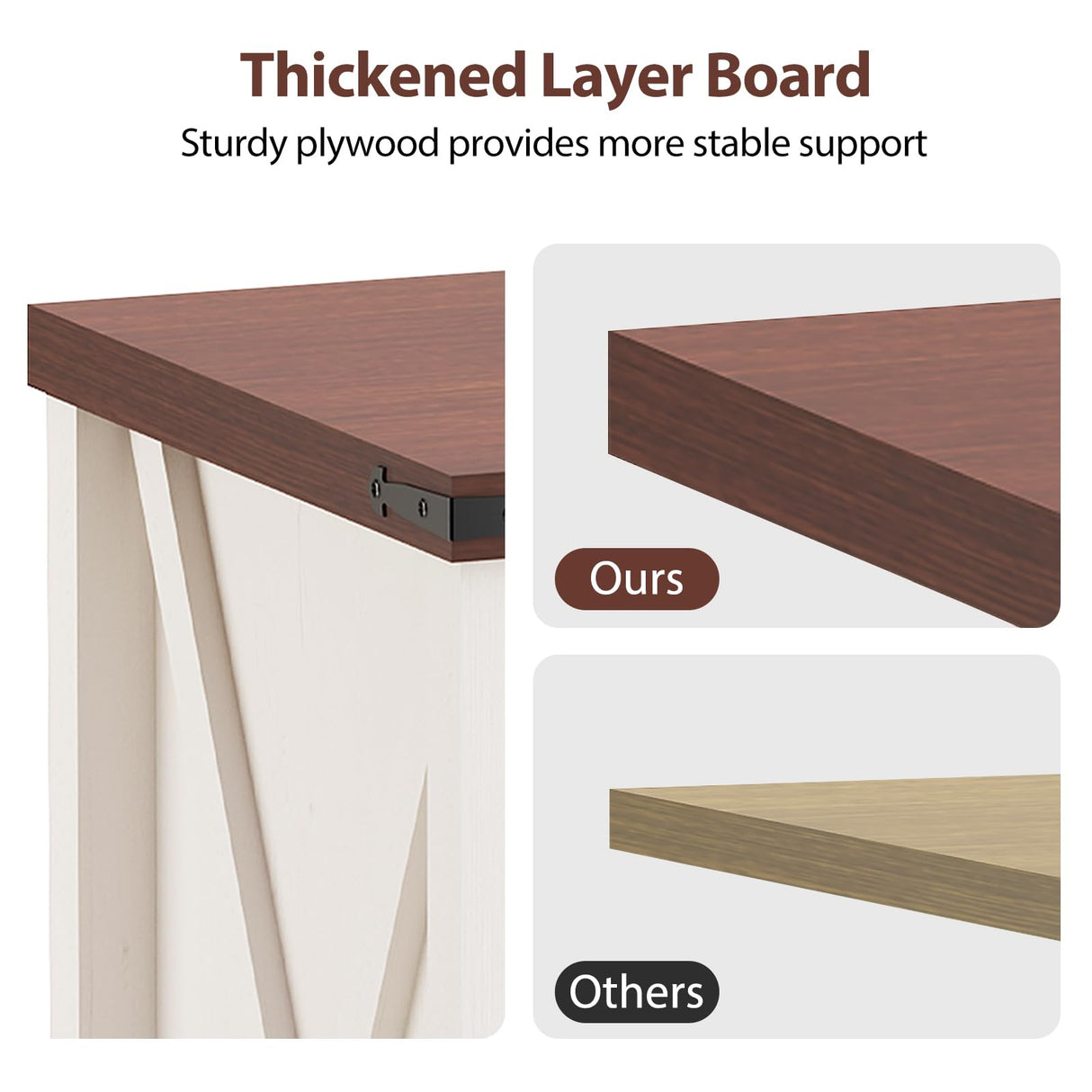 BEWISHOME Record Player Stand, Wood Turntable Stand with Vinyl Record Storage Up to 160 Albums, Farmhouse Record Player Table for Living Room Bedroom, White KCZ01W BEWISHOME