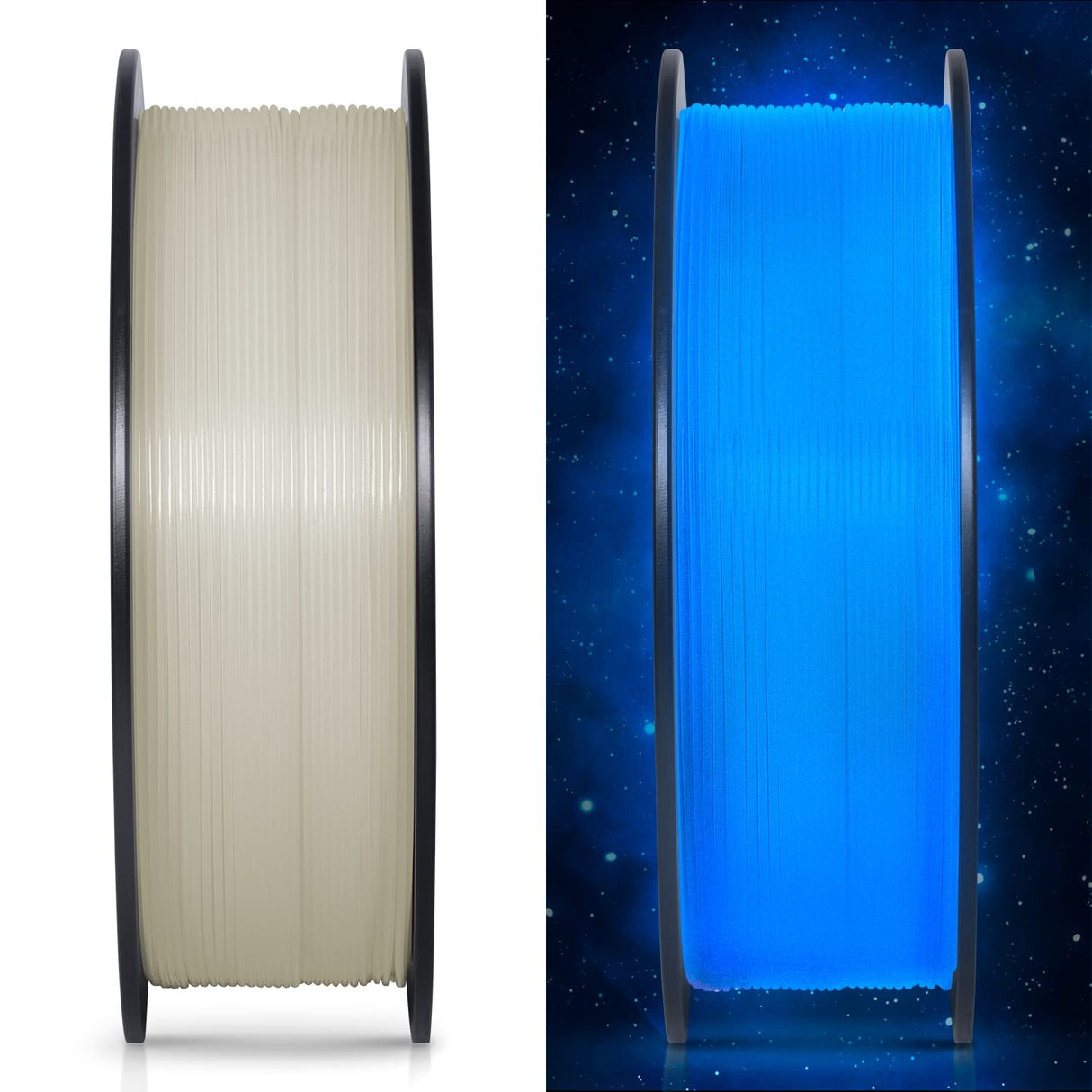 TEQStone Glow in The Dark PLA Filament 1.75mm Blue, Consistent Diameter +/- 0.03mm, Vacuum Packaging, Compatible with Various 3D Printers, 1KG Spool TEQStone