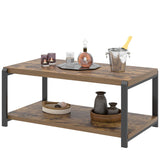 EXCEFUR Modern Coffee Table, Industrial Wood and Metal Center Table, Cocktail Tea Tables for Living Room, Rustic Brown EXCEFUR