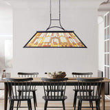 Wellmet 3-Lights Pool Table Lamp with Tiffany-Style Shade for 7' 8' 9' Table, 43.3” Vintage Billiards Light Fixtures Ceiling for Man Cave Club Bar Game Game Room Wellmet