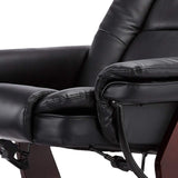 JC Home Argus Swivel Recliner with Ottoman, PU Leather & Wood Base Reclining Chair with Footrest, Ultra-Plush Double Foam for Living Room, Bedroom and Office JC Home