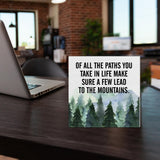 Inspirational Quote Desk Wooden Sign Decor of All the Paths You Take in Life Square Wood Sign Desk Decoration Watercolour Mountain Art Wood Block Box Sign for Shelf Home 5 x 5 Inches YXSEZ