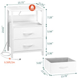 Yoobure Nightstand with Charging Station, LED Night Stand with Fabric Drawers and Storage Shelf for Bedroom, Nightstands Bedside Tables with USB Ports & Outlets, Small Night Stands, Bed Side Table Yoobure