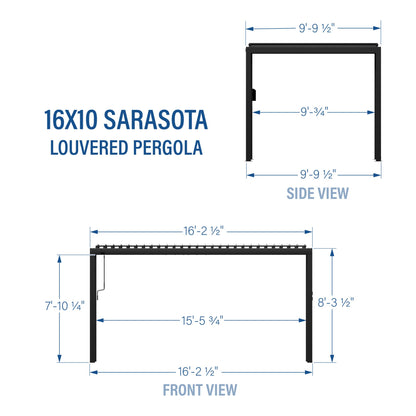 Backyard Discovery Sarasota Steel Louvered Pergola 16 x 10, Outdoor Pergola with Adjustable Roof, Sun and Rain Protection, Easy Installation Pergola