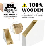Cat Owner Bathroom Wood Block Signs,Please Close the Lid the Cat Has A Drinking Problem Wooden Box Sign for Bathroom Shelf Toilet Restroom Tabletop Desk Decor,Cat Lovers Sign Decor V585 LVQHI