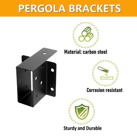2x4 pergola Brackets kit (Actual: 1.6x3.6 Inch), 8 Pcs Pergola Post Top Rafter Brackets Deck Railing Brackets，2x4 Brackets for Wood，for Pergolas Gazebo Sunroom Carport(with Screws) XIHUWZ