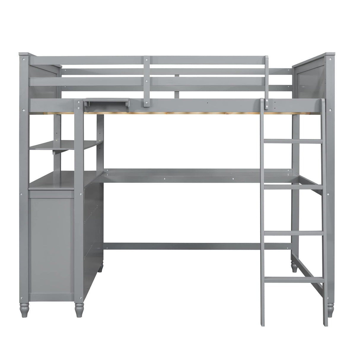 Bellemave Full Size Grey Loft Bed with Integrated Desk and Storage Drawers for Kids and Teens Bellemave
