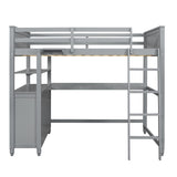 Bellemave Full Size Grey Loft Bed with Integrated Desk and Storage Drawers for Kids and Teens Bellemave