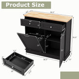 MAT EXPERT Tilt Out Laundry Hamper, 15.5-Gallon Free Standing Wooden Trash Can w/Storage Drawer & Adjustable Shelf, Kitchen Waste Bins Cabinet for Laundry Room,Pet Proof Tilt Out Trash Cabinet, Black MAT EXPERT