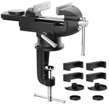 Housolution Universal Table Vise 3 Inch, 360°Swivel Base Bench Clamp Home Vise Clamp-On Vise Repair Tool Portable Work Bench Vise for Woodworking, Cutting Conduit, Drilling, Metalworking - Black Housolution