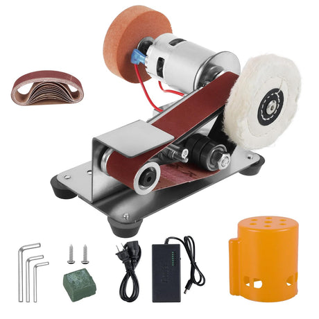 Mini Belt Sander Electric Bench Grinder Sanding Machine 7 Adjustable Speed Grinder Polisher 15 Degree Knife Knife Sharpener for DIY Woodworking,Metal Working,Knife Making,jewelry Making Savildo