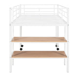 Harper & Bright Designs Low Loft Bed with Desk, Twin Size Metal Loft Bed Frame with Storage Shelves for Kids (Twin Size, White) Harper & Bright Designs