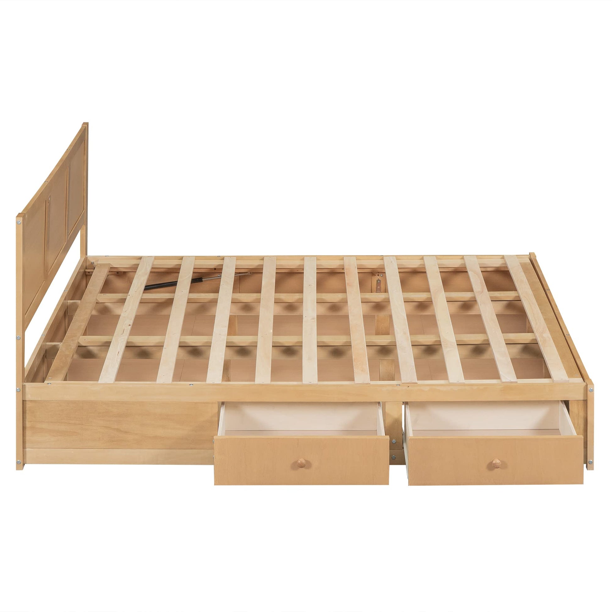 Harper & Bright Designs Natural Queen Lift Up Storage Bed with 2 Drawers - WoodArtSupply