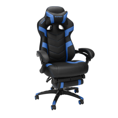 RESPAWN 110 Ergonomic Gaming Chair with Footrest Recliner - Racing Style High Back PC Computer Desk Office Chair - 360 Swivel, Adjustable Lumbar Support, Headrest Pillow, Padded Armrests - 2021 Blue RESPAWN