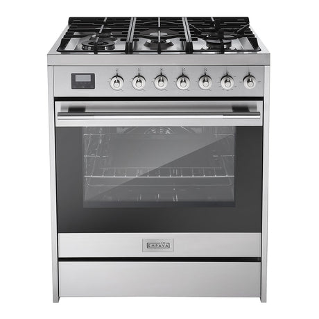 Empava Freestanding & Slide-In Gas Range, 5.0 Cu. Ft, Single Oven with 5 Sealed High-Low Burners & Touch Timer, Heavy Duty Continuous Grates in Stainless Steel, 30 Inch Empava