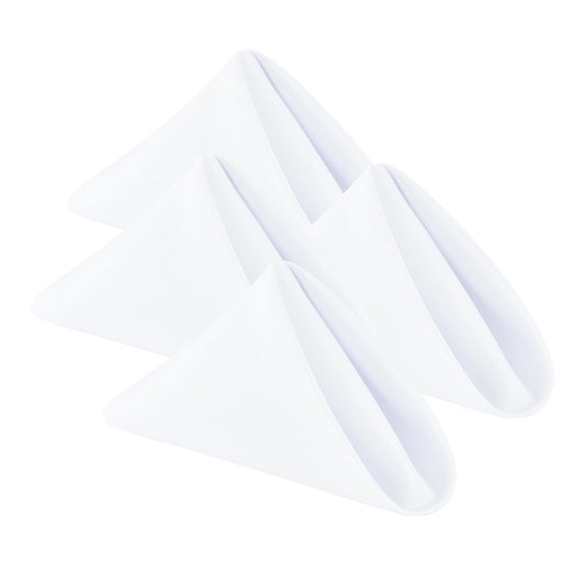 Wolkemer Set of 4 White Cloth Napkins 17 x 17 Inches Solid Washable Polyester Dinner Napkins with Hemmed Edges for Dinners Parties Weddings Banquets Events Table Decoration