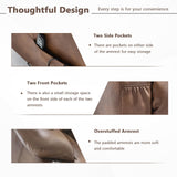 EZZUP Lay Flat Lift Recliner Chair with Massage & Heat for Elderly People, Electric Power Lift Chair with Dual Motor, Cup Holders and 2 Remote Controls, Breathable Faux Leather Brown EZZUP