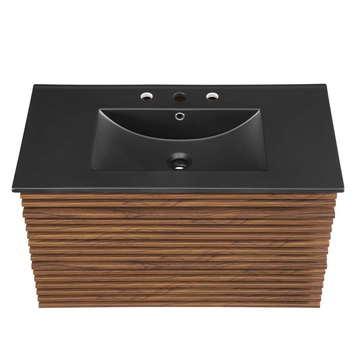 Modway Render 36" Wall-Mount Bathroom Vanity in Walnut Black Modway