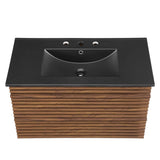 Modway Render 36" Wall-Mount Bathroom Vanity in Walnut Black Modway