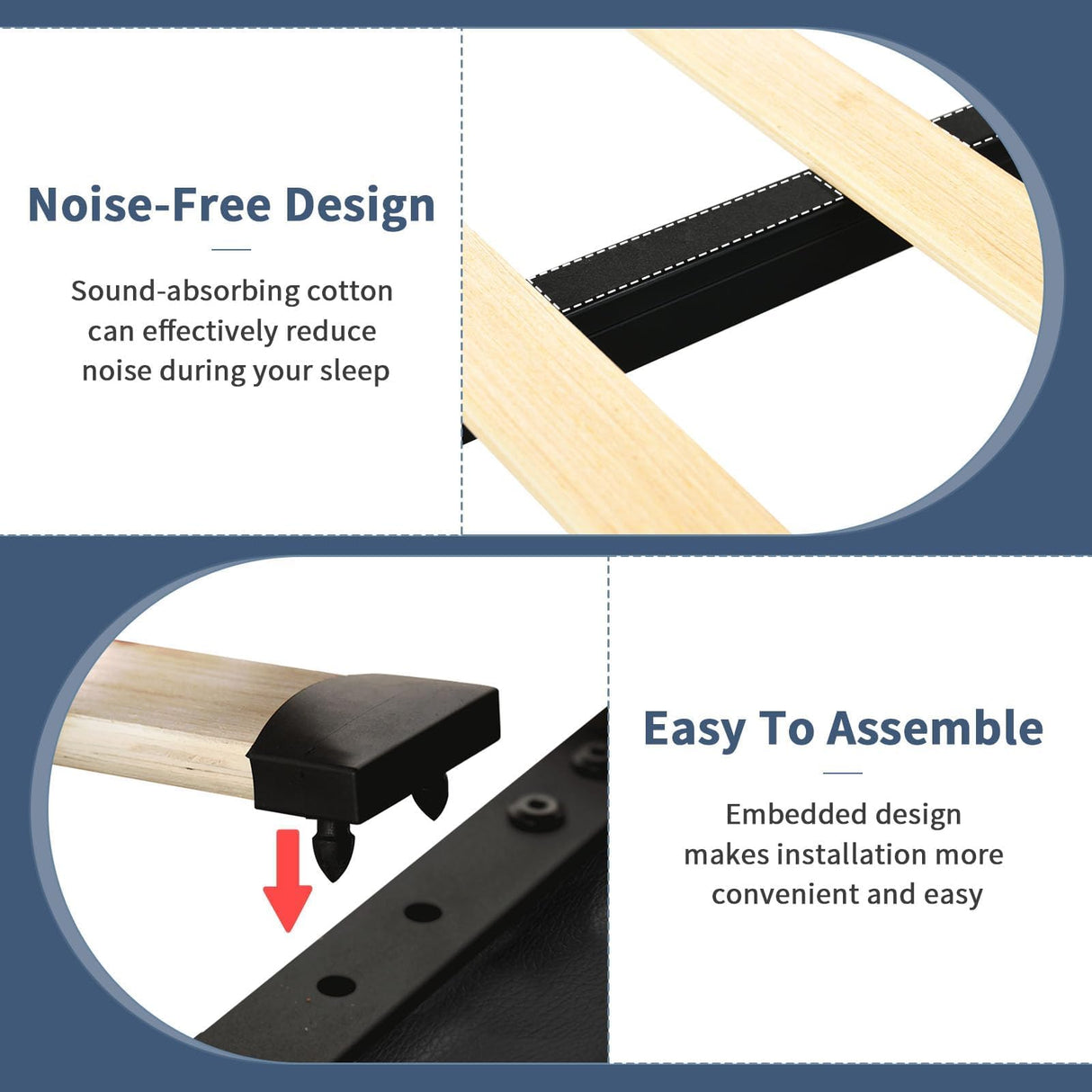 IMMERSTABLE King Bed Frame with 4 Drawers, Bed Frame King Size with LED Lights, Upholstered Bed Frame King Size and Headboard, No Box Spring Needed, Noise-Free, Easy Assembly, Black IMMERSTABLE