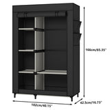 Calmootey Portable Closet Organizers, Clothing Storage, Wardrobe with 6 Shelves and Hanging Rod, Non-Woven Fabric Cover with 4 Side Pockets, Black Calmootey