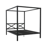DHP Remna Metal Canopy Platform Bed Frame with Headboard, Queen. Black DHP