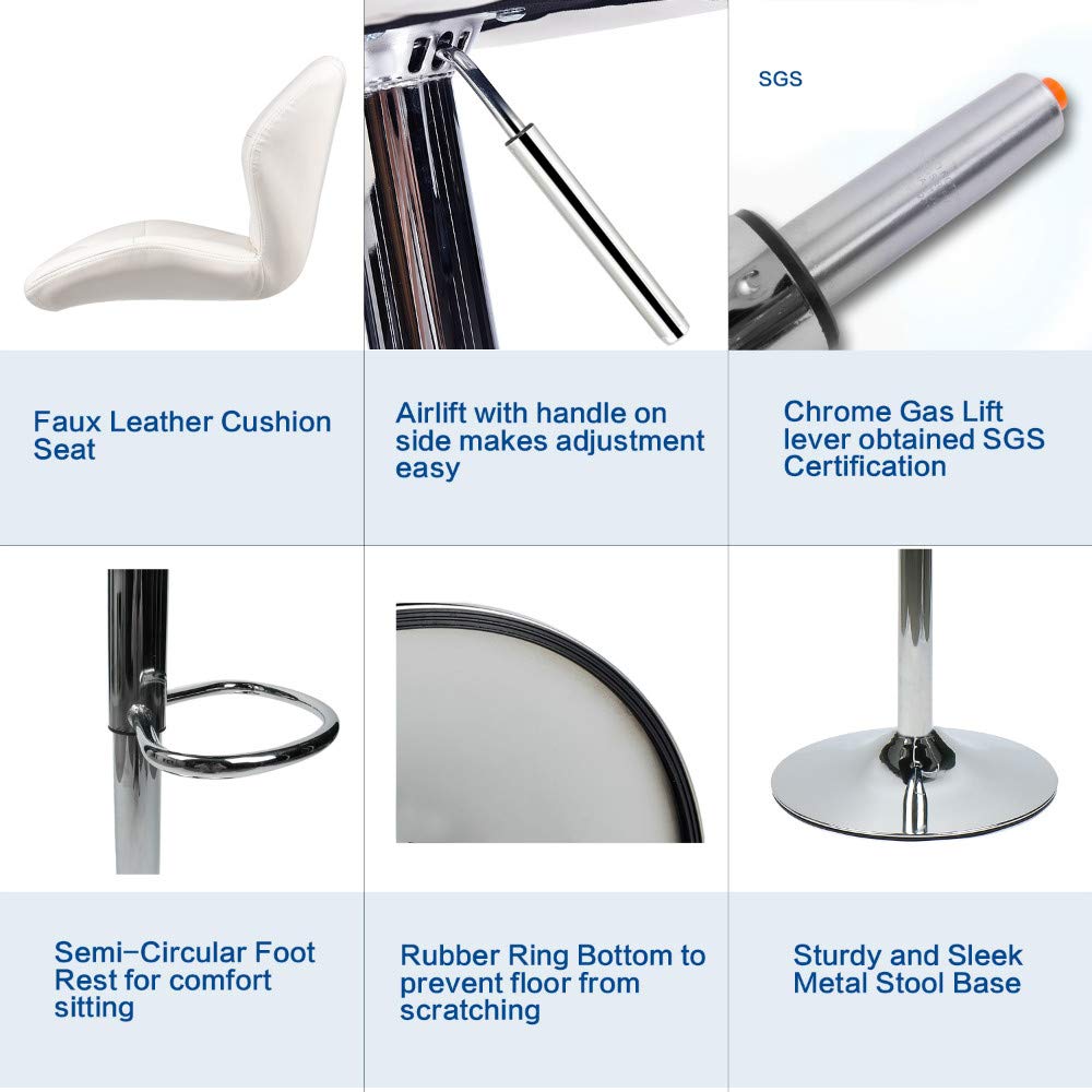 ARTETHYS Bar Table and Chairs Set of 3 White Heigh Adjustable Round Pub Desk and 2 Swivel White Counter Height Barstools for Dining Room Home Kitchen Bistro ARTETHYS