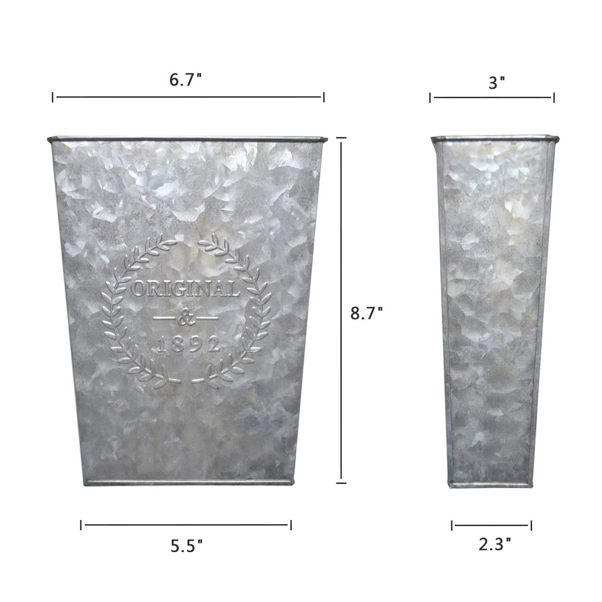 LESEN Galvanized Metal Wall Planter,Farmhouse Wall Decor Hanging Wall Vase Pocket Planters Flowers Holder Country Rustic Home Wall Decor,Set of 2 LESEN