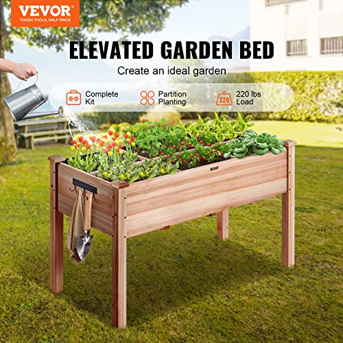 VEVOR Raised Garden Bed, Wooden Planter Box, Outdoor Planting Boxes with Legs, for Growing Flowers/Vegetables/Herbs in Backyard/Garden/Patio/Balcony, Burlywood (48x24x30in Elevated Planter with Legs)